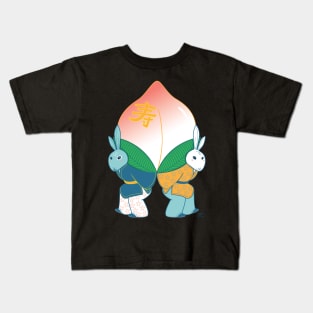 Longevity Peach Bunnies Kids T-Shirt